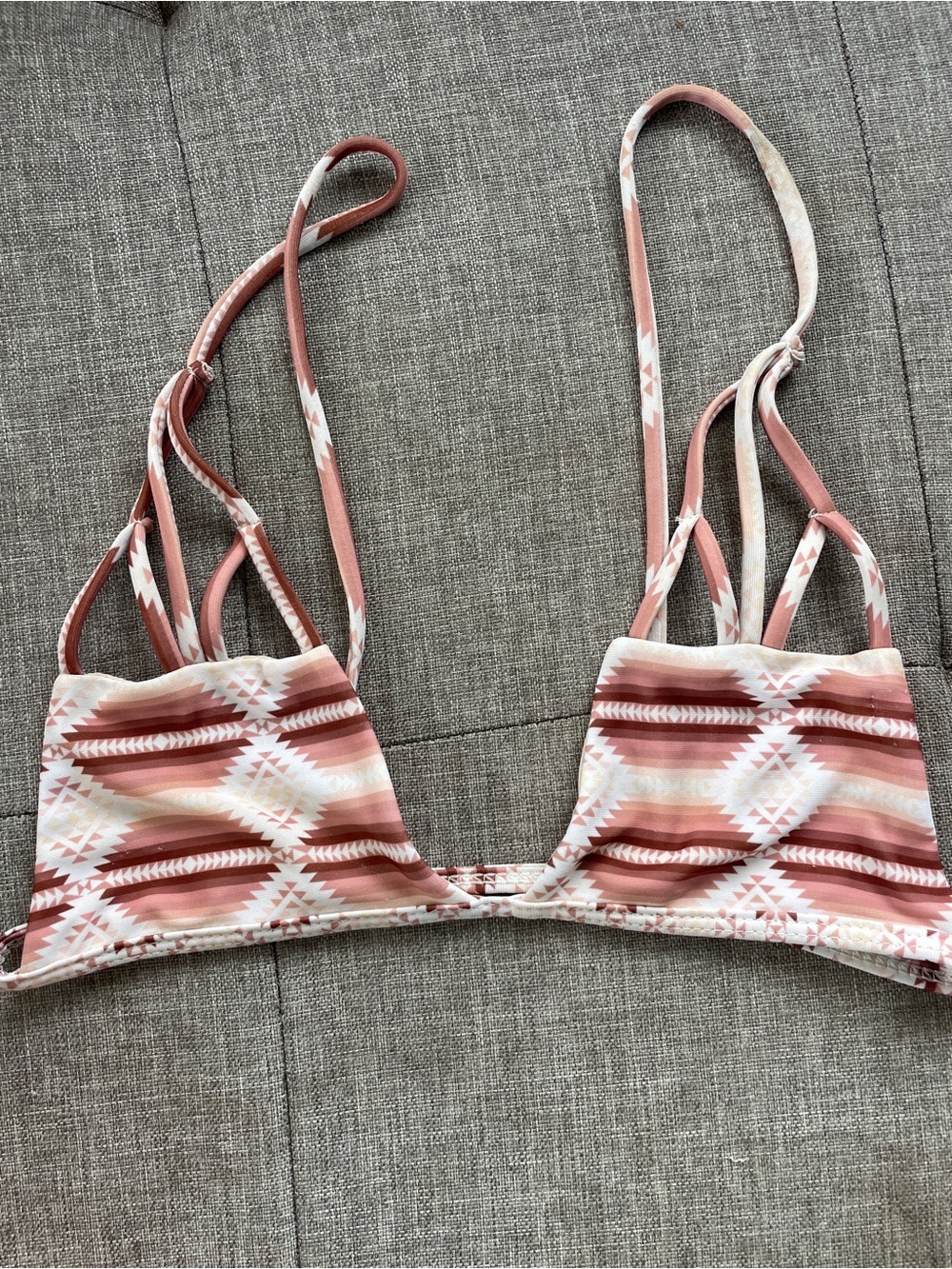 Acacia Swim Pink Aztec Striped Bikini Top Bottom Set XS Brazilian - Picture 6 of 8